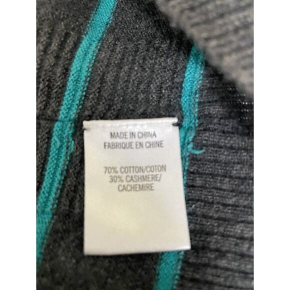 Theory Lonnie S Cashcotton Gray Apollo Stripe Cashmere Blend Cardigan Large - Picture 9 of 11